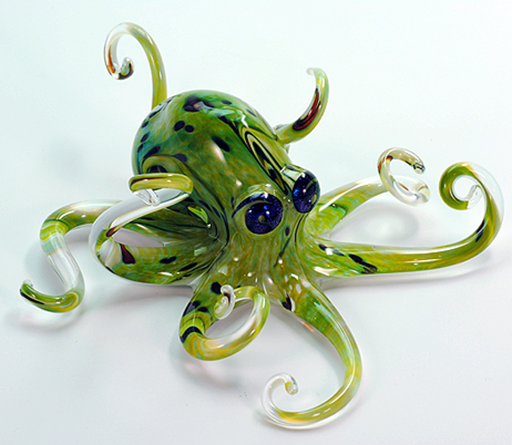 Michael Hopko- Blown Glass Spring Green Octopus